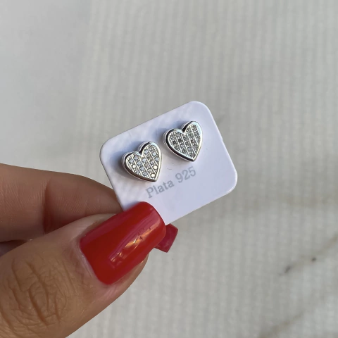 aros pasante corazon con cubics (Cod ar608)