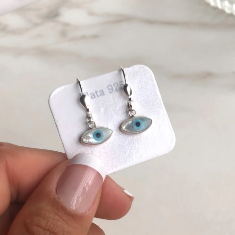 aros brizura con colgante ojito nacar (cod ar326)