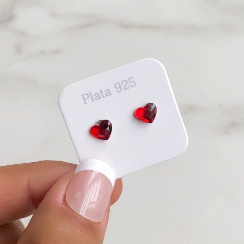 Aros Corazón Cristales austriacos 6mm LIGHT SIAM (cod ar278)