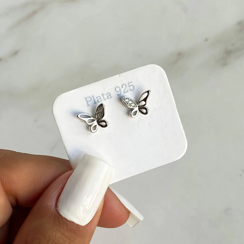 Aros pasante mariposa con cubics (cod ar492)