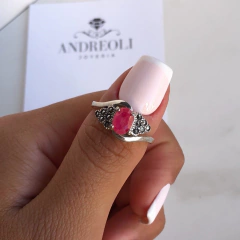 anillo con piedra raiz de rubi engarzada (cod an248) - comprar online
