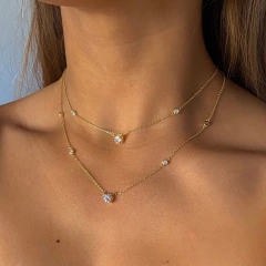 conjunto doble con cubics plata gold (cod c228) - comprar online