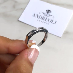 anillo medio sin fin cubics blancos y negros (cod an282) - comprar online