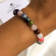 Pulsera con piedras naturales varias 6mm (cod p203) - ANDREOLI JOYERIA 