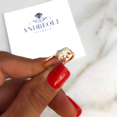 anillo centro elefante con cubics de plata gold (cod an152) - comprar online