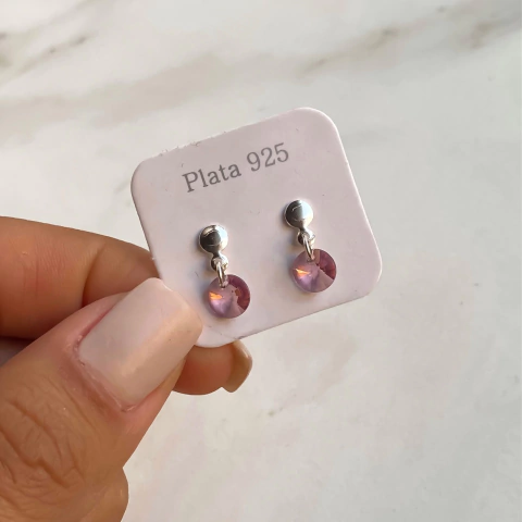 Aros Pasante Con Cristales De Austria Circular violeta (cod ar357)