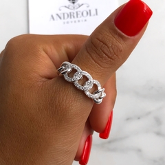 Anillo tipo cadena con cubics regulable (cod an235) - ANDREOLI JOYERIA 