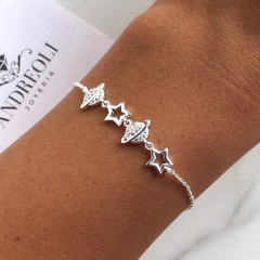 pulsera centro saturno con cubics y estrellas (cod p013) - comprar online