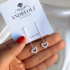 Aros colgante corazón calado con cubics