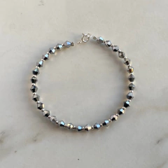 pulsera de cristales con bolitas de plata (cod p40) - comprar online