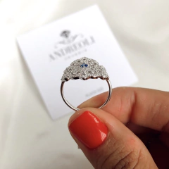 Anillo con cubic azul y blancos tipo Pandora (cod an119) - comprar online