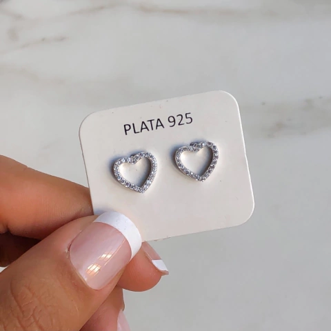 Aros corazon calado con cubics (cod ar287)