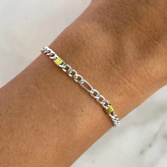 pulsera figaro plata y oro (cod p280)
