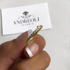 anillo con cubics y estrella plata gold (cod an159) - ANDREOLI JOYERIA 
