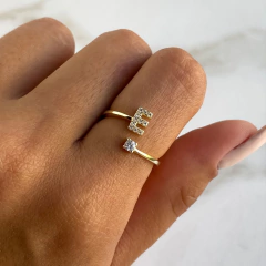 Anillo Inicial ECon Cubics Regulable Plata Gold