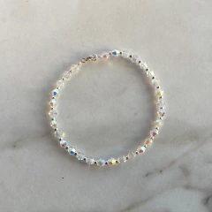 pulsera cristales aurora boreal con bolitas de plata (cod p41) - comprar online