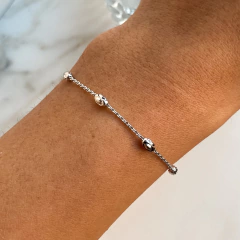pulsera con bolitas ovaladas facetadas (cod p125)