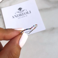 anillo medio sin fin y cubic multicolor (an144)