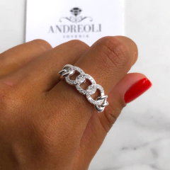 Anillo tipo cadena con cubics regulable (cod an235)
