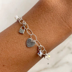 pulsera multidijes y cristales (cod p153) - ANDREOLI JOYERIA 