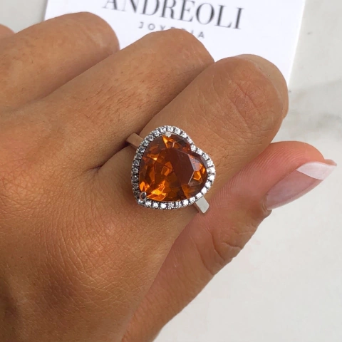 anillo cubic corazon ambar (cod an180)