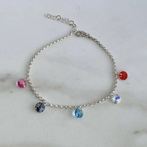 Pulsera con dijes cristales austriacos multicolor (cod p167)