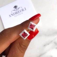 aros pasante rombo con cubics (cod ar179) - comprar online