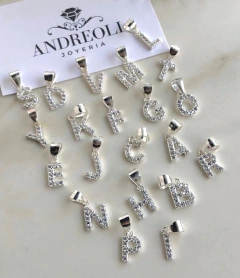Conjunto cadena singapur 40cm e inicial con cubics engarzados - comprar online