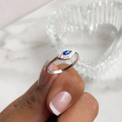 anillo ojo turco con cubic azul (cod an297) en internet