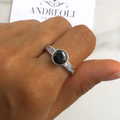 anillo centro cubic negro (cod an167)