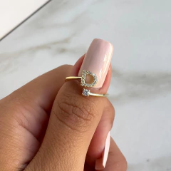 Anillo Inicial D Con Cubics Regulable Plata Gold - comprar online