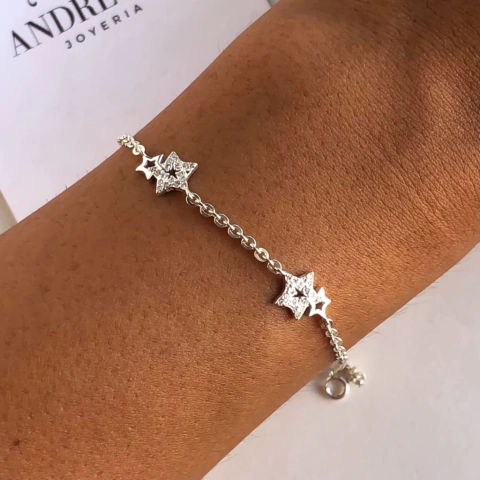 pulsera con estrellas y cubics (cod p045)