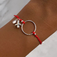 Pulsera Regulable de hilo roja con dijes (cod p098)