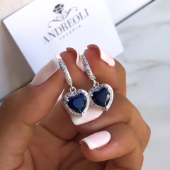 brizura con colgante cubic corazon azul (ar106)
