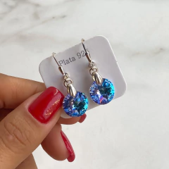 aros brizura con colgante cristales de austria (cod ar383)