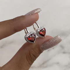 aros brisura corazon con cubics (cod ar498) - comprar online