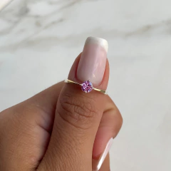 anillo solitario cubic rosa y oro (cod an384) - comprar online