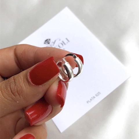 Argollitas media caña Diám 1.3 cm de Plata 925 (cod ag106)