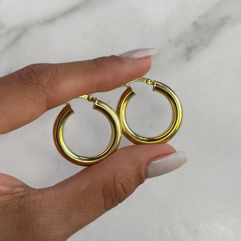 argollas de plata gold diametro 2.5 cm (Cod ar837)