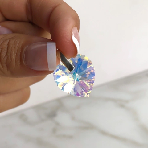 dije cristal de austria corazon aurora boreal 18 mm