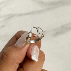 anillo doble corazon plata y oro (cod an386) - comprar online