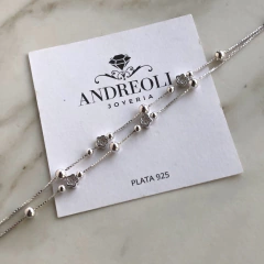 pulsera doble con flores y bolitas (cod p012) - ANDREOLI JOYERIA 