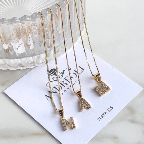 conjunto inicial con cubics de plata gold