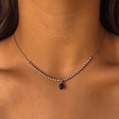 conjunto dije cubic azul y bolitas (cod c210) - comprar online