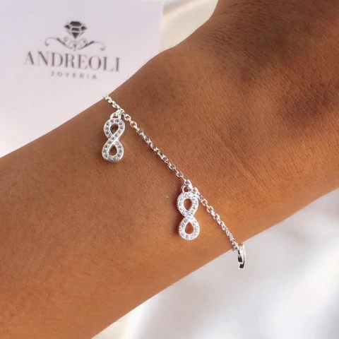 pulsera con dijes infinito con cubics (cod p030)