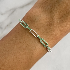 pulsera con cubics verdes (cod p246) - comprar online