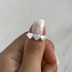 Anillo centro corazones con cubics (Cod an769) en internet