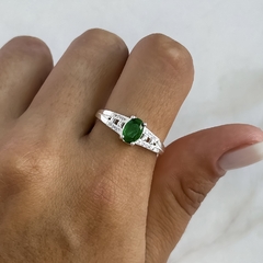 Anillo centro cubic verde (Cod an772)