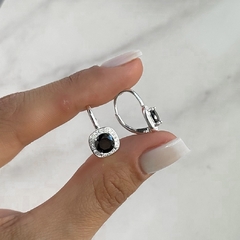 aros brisura con cubics blancos y negros (cod Ar788) - comprar online