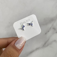 aros colibri con cubics azules (cod ar756)